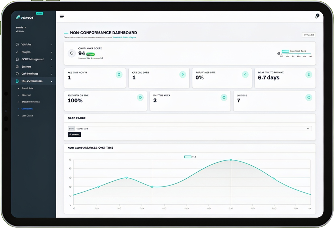 Non-conformance dashboard